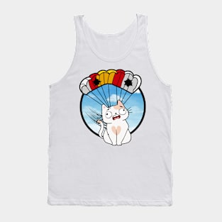 Silly white cat has a broken parachute Tank Top